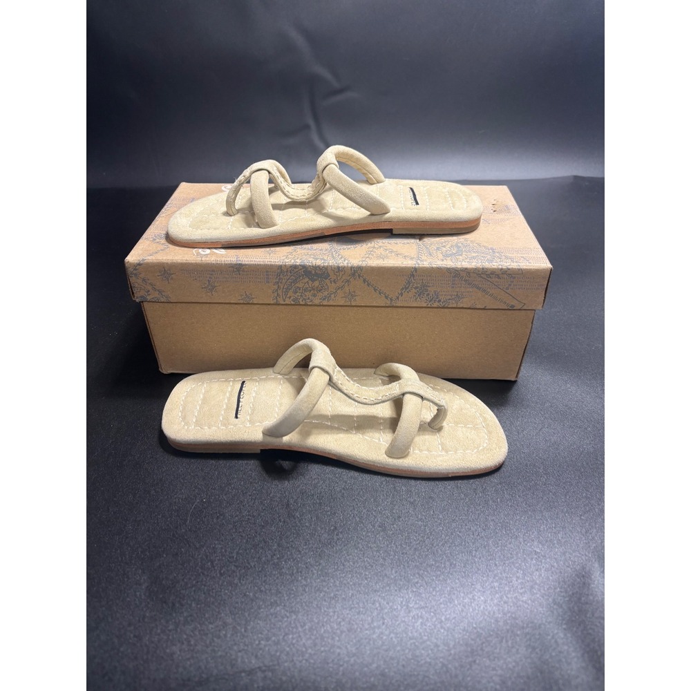 Free People NEW Leather Hadden Sandal in Cafe/ Ivory‎ Size 6.5